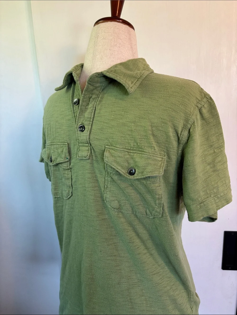 Banana Republic Green Short-Sleeve Pocket Polo